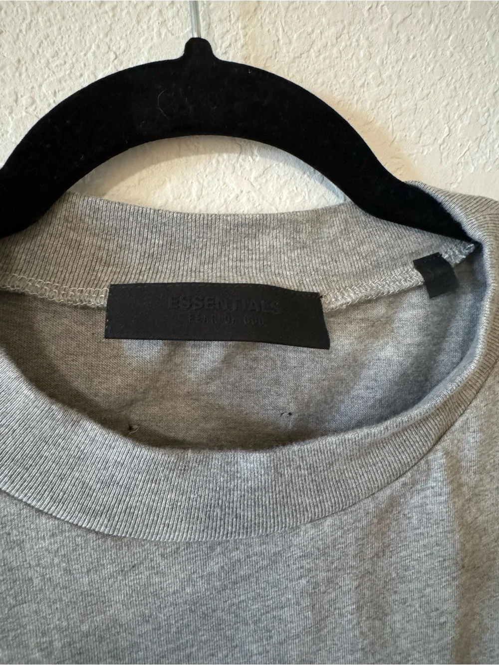 Essentials Grey Crewneck Tee with Black Neck Label - Picture 2 of 5
